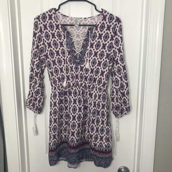 Forever 21 Dresses & Skirts - Forever 21 boho Lace Up Flowy Dress